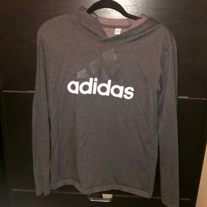 Adidas Men Small Dark Grey long sleeve hood Shirt